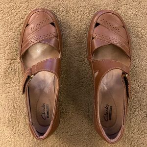 Clarks brown Mary Jane style shoes